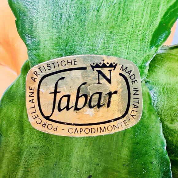 Capodimonte Italy Porcelain Orange Rose Flower Spray Sculpture w/ Label Fabar - Picture 9 of 16